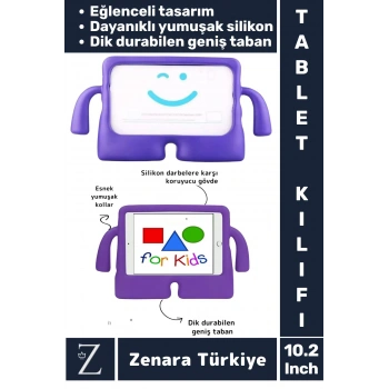 Apple Ipad 7. 8. 9. Nesil Uyumlu Geniş Taban Yumuşak Tutacaklı Silikon Çocuk Tablet Kılıfı 10.2 İnç