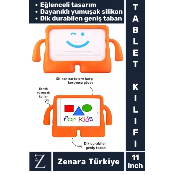 Apple Samsung Uyumlu Geniş Tabanlı Yumuşak Tutacaklı Tam Koruma Silikon Çocuk Tablet Kılıfı 11 Inch