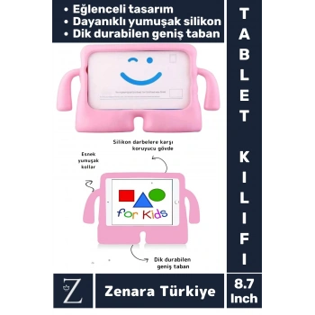 Apple Samsung Uyumlu Geniş Tabanlı Yumuşak Tutacaklı Tam Koruma Silikon Çocuk Tablet Kılıfı 8.7 Inch