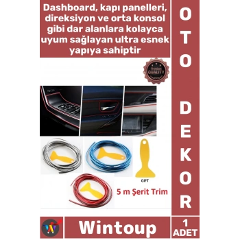 #Şerit Oto İç Aksesuar Dashboard Torpido Kapı Kenar Fitil Esnek PVC Araba Dekorasyon 5 Mt Şerit Trim