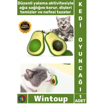 #KediTopu Saf Kedi Otu Katkılı Yapışkanlı Mide Rahatlatıcı Formül Avokado Tasarımlı Kedi Yalama Topu