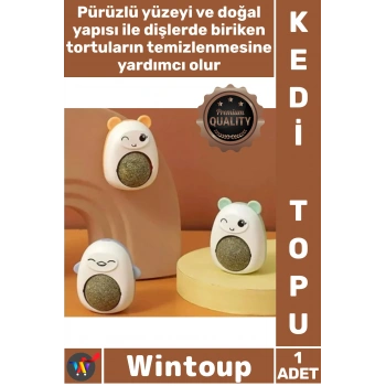 #KediTopu Sağlıklı Diş Dostu Rahatlatıcı Doğal Eğlence Sevimli Tasarım Ayıcıklı Kedi Otu Yalama Topu