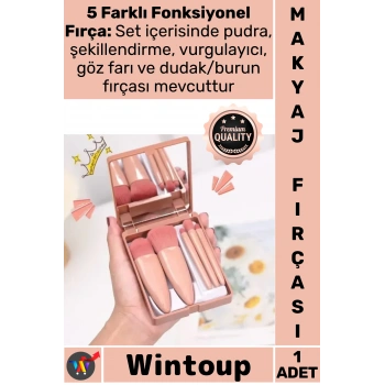#MakyajFırçası 5 Parça Fiber Kıl Profesyonel Şık Kutu Tasarım Hediyelik Aynalı Makyaj Fırçası Seti