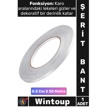 #Bant Kendinden Yapışkanlı 50 Metre Gri Karo Zemin Duvar Şerit Fayans Arası İzolasyon Bantı Silver