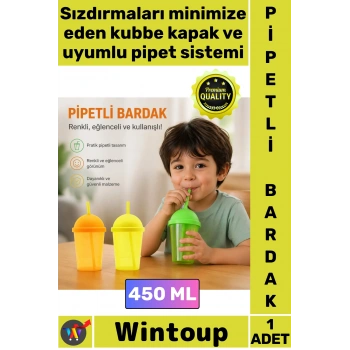 #Bardak Kapaklı Kubbe Tasarım Şık Ergonomik Dayanıklı Şeffaf Renkli Plastik Pipetli Bardak 450 Ml