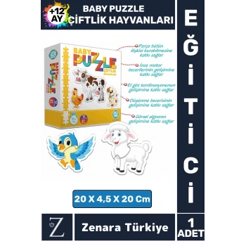 Bebek Gelişim Görsel Algı Düşünme Beceri Gelişimi Eğitici BABY PUZZLE-ÇİFTLİK HAYVANLARI