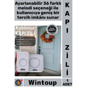 Beyaz Kablosuz Su Geçirmez Kapı Zili