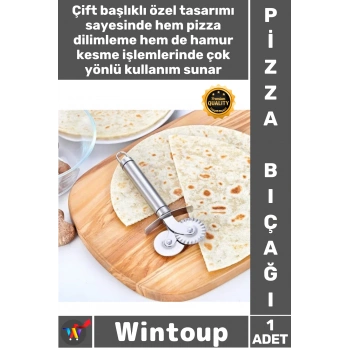 #Bıçak Paslanmaz Çelik Profesyonel Mutfak Kesici Hamur Kesim Aracı Çift Başlıklı Pizza Hamur Bıçağı