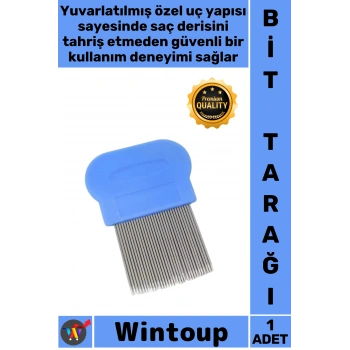 #BitTarağı Paslanmaz Metal Diş Yuvarlatılmış Uçlu Kaymaz Saplı Hassas Saç Derisi Hijyenik Bit Tarağı