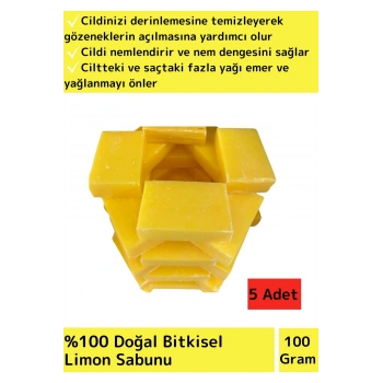 Bitkisel Güzel Kokulu Limon Sabunu Doğal Üretim Tüm Cilt Tipleri İçin Uygun 5 Adet