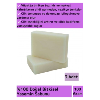 Bitkisel Güzel Kokulu Yasemin Sabunu Doğal Üretim Tüm Cilt Tipleri İçin Uygun 3 Adet