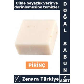 Bitkisel Organik %100 Doğal Saç Yüz Vücut El Cilt Beyazlatıcı Derin Temizlik Sabun PİRİNÇ 2 Adet