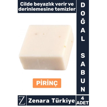 Bitkisel Organik %100 Doğal Saç Yüz Vücut El Cilt Beyazlatıcı Derin Temizlik Sabun PİRİNÇ 4 Adet