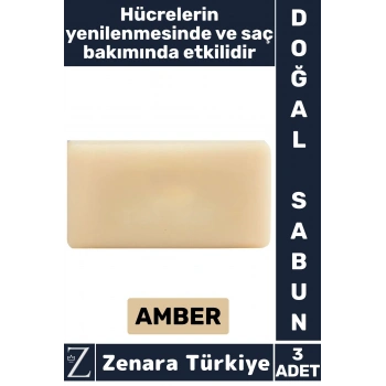 Bitkisel Organik %100 Doğal Saç Yüz Vücut El Kullanım Cilt Onarım Saç Bakım Sabunu AMBER 3 Adet