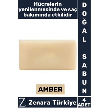 Bitkisel Organik %100 Doğal Saç Yüz Vücut El Kullanım Cilt Onarım Saç Bakım Sabunu AMBER 4 Adet