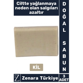 Bitkisel Organik %100 Doğal Saç Yüz Vücut El Kullanım Hassas Kuru Ciltler İçin Sabun KİL 3 Adet
