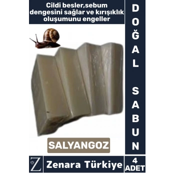 Bitkisel Organik Doğal Saç Yüz Vücut El Kullanım Cilt Sebum Dengesi Sağlayan Sabun SALYANGOZ 4 Adet