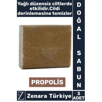 Bitkisel Organik Doğal Saç Yüz Vücut El Kullanım Cilt Temizleyici Parlatıcı Sabun PROPOLİS 3 Adet