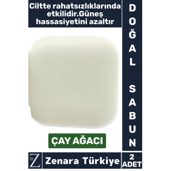 Bitkisel Organik Doğal Saç Yüz Vücut El Kullanım Güneş Hassasiyeti Azaltan Sabun ÇAY AĞACI 2 Adet