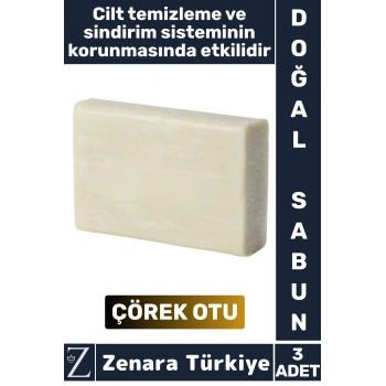 Bitkisel Organik Doğal Saç Yüz Vücut El Kullanım Sindirim Sisteminde Etkili Sabun ÇÖREK OTU 3 Adet