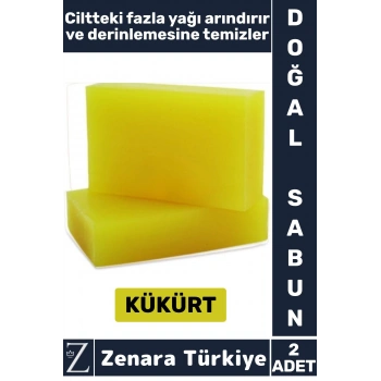 Bitkisel Organik Doğal Saç Yüz Vücut El Kullanım Yağ Arındırıcı Cilt Temizleyici Sabun KÜKÜRT 2 Adet