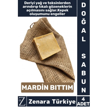 Bitkisel Organik Doğal Saç Yüz Vücut El Kullanım Yağ Toksin Kepek Önleyen Sabun MARDİN BITTIM 4 Adet