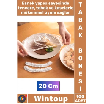 #Bone Gıda Saklama Poşeti Pratik Mutfak Hijyenik Lastikli Tencere Tabak Bonesi 100 Adet 20 Cm