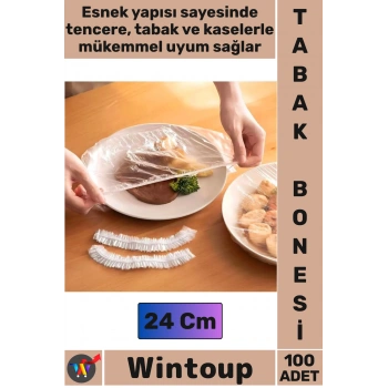 #Bone Gıda Saklama Poşeti Pratik Mutfak Hijyenik Lastikli Tencere Tabak Bonesi 100 Adet 24 Cm