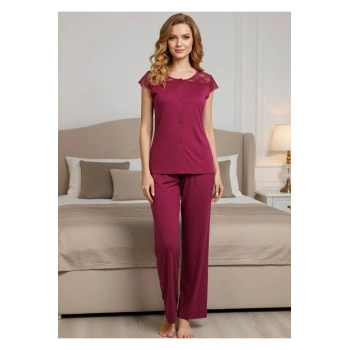 Bordo Penye Pijama Takımı - 1632