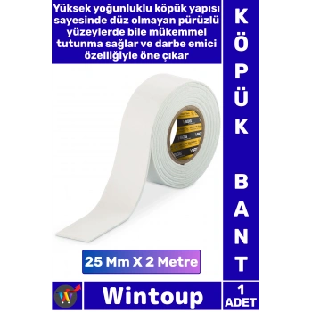 #Bant Güçlü Yapışkanlı Montaj Bandı Dayanıklı Sabitleyici Çift Taraflı Köpük Bant 25 Mm X 2 Metre