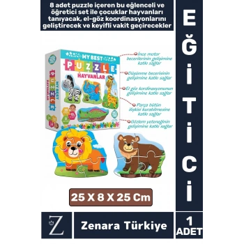 Çocuk Eğitici Koordinasyon Hayvanları Tanıma Zeka Geliştirici Eğlenceli MY BEST PUZZLE-HAYVANLAR