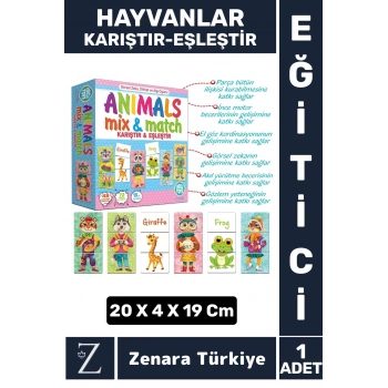 Çocuk Eğitici Zeka Dikkat Yetisi Dil Görsel Zeka Geliştirici Oyun HAYVANLAR KARIŞTIR-EŞLEŞTİR