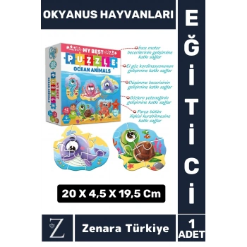 Çocuk Eğitici Zeka El Göz Koordinasyonu İnce Motor Beceri Geliştirici Puzzle OKYANUS HAYVANLARI