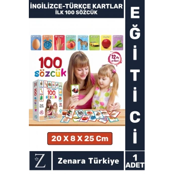 Çocuk Eğitici Zeka Geliştiren Yabancı Dil Öğreten Eğlenceli İNGİLİZCE TÜRKÇE KARTLAR- İLK 100 SÖZCÜK