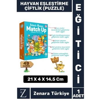 Çocuk Eğitici Zeka Geliştirici Görsel Algı Problem Çözme 2 in 1 HAYVANLAR Eşleştirme-ÇİFTLİK Puzzle