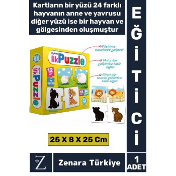 Çocuk Eğitici Zeka Görsel Algı Parça Bütün İlişkisi Düşünme Becerisi Eğlenceli 48 KART-İLK PUZZLE