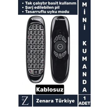 Çok Fonksiyonlu 2.4g Kablosuz Air Mouse ANDROID TV Uyumlu Q Klavye Şarjlı MİNİ UZAKTAN KUMANDA