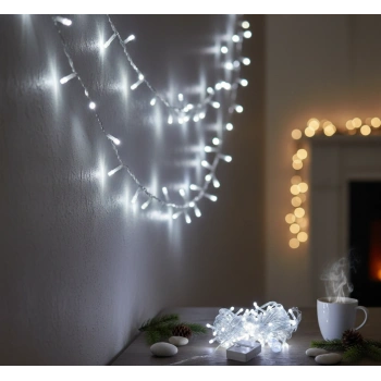 Damla Uçlu Beyaz Işık Şeffaf Kablo  10m 100 Led