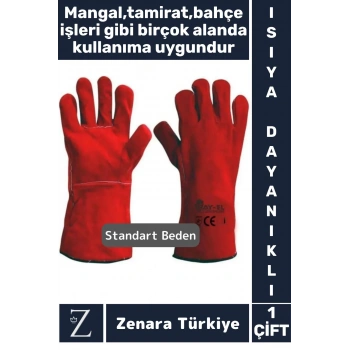 Dayanıklı Kaynak Yangın Mangal Tamir İş Su Geçirmez Yüksek Isıya Dayanıklı Çok Amaçlı Deri Eldiven