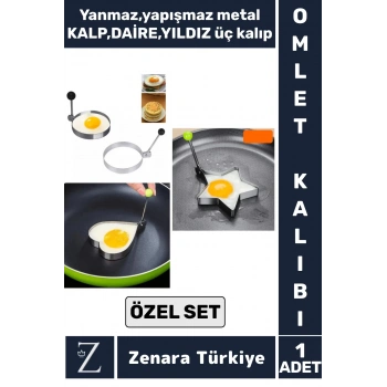 Dayanıklı Yanmaz Yapışmaz Kahvaltı Yumurta Omlet Krep Pişirme KALP DAİRE YILDIZ Eğlenceli Özel Set