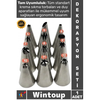 #DekorasyonSeti Profesyonel Pastalar İçin Tam Donanım 12li Dekorasyon Seti Paslanmaz Çelik Duy Seti