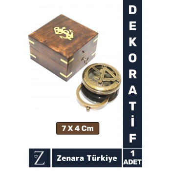 Dekoratif Erkek Arkadaş Sevgili Özel Gün Ev Ofis Denizci Koleksiyon Hediye PİRİNÇ Ahşap Kutu PUSULA