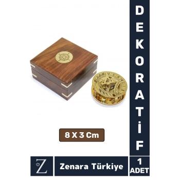 Dekoratif Koleksiyon Erkek Arkadaş Sevgililer Günü Hediye Ahşap Kutu PİRİNÇ GÜNEŞ SAATİ PUSULA