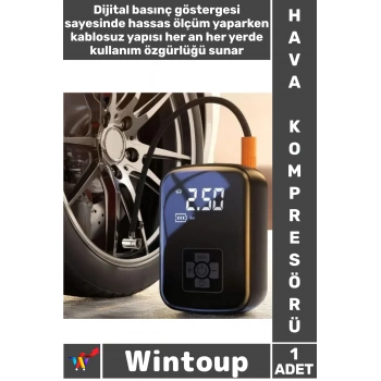 #Kompresör Taşınabilir Dijital Ekranlı Göstergeli Kablosuz Otomobil Şarj Edilebilir Hava Kompresörü