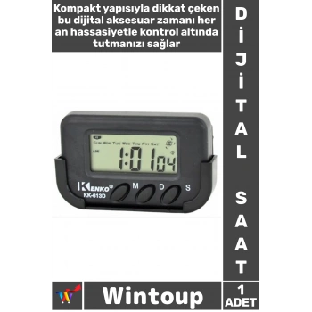 #Saat LCD Ekranlı Pilli Taşınabilir Araç Standlı Dijital Mini Masa Minibüs Araba Saati Kronometre