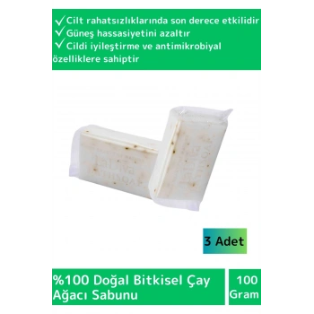 Doğal Çay Ağacı Sabunu Özel Üretim Tüm Cilt Tipleri İçin Uygun 3 Adet 100gr