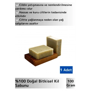 Doğal Kil Sabunu Özel Üretim Tüm Cilt Tipleri İçin Uygun 1 Adet 100gr
