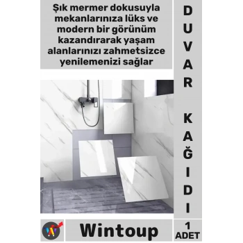 #Duvar Kendinden Yapışkanlı Su Geçirmez Mutfak Banyo Beyaz Mermer Desen Duvar Sticker 30 X 30 Cm