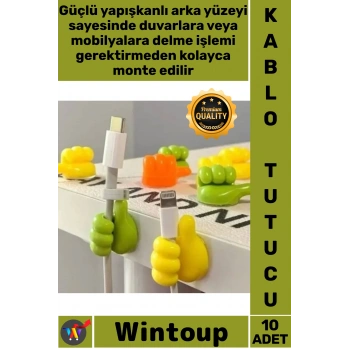 #KabloTutucu Çok Amaçlı Yapışkanlı Duvar Askısı Düzenleyici Organizer El Şekil Kablo Tutucu 10 Adet