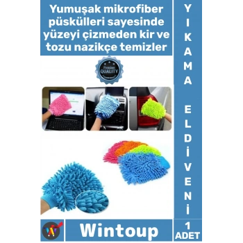 #Eldiven Yumuşak Püsküllü Çizmez Yüksek Emiş Güçlü Boya Koruyucu Mikrofiber Araç Yıkama Eldiveni